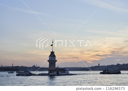 Istanbul, Turkey - April 13, 2024: Maiden's Tower in Istanbul Istanbul, Turkey - April 13, 2024: Maiden's Tower in Istanbul 116296573
