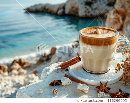 serene coffee cup by the sea photo serene coffee cup by the sea photo 116296995
