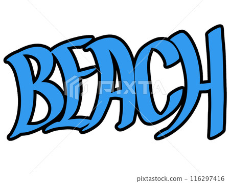 BEACH-Calligraphy (Blue, with border) BEACH-Calligraphy (Blue, with border) 116297416
