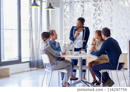Planning, meeting and businesspeople with black woman leader, discussion or teamwork in office. Collaboration, lawyer or diversity for litigation team, strategy or brainstorming for law firm employee Planning, meeting and businesspeople with black woman leader, discussion or teamwork in office. Collaboration, lawyer or diversity for litigation team, strategy or brainstorming for law firm employee 116297756