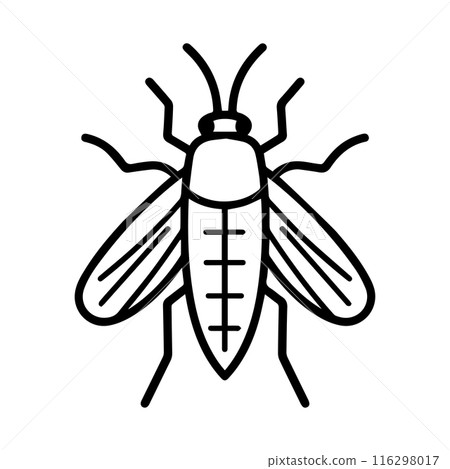 midge icon or modern line symbol. Vector line art and icon design with bold outline. Black and white Pixel Perfect minimalistic symbol isolated white background. Silhouette simple thin sign 116298017