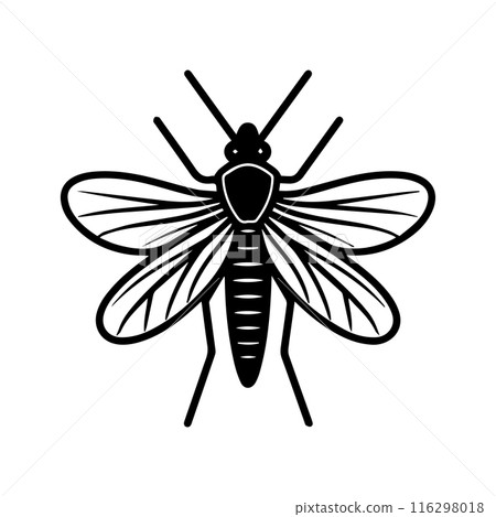 midge icon or modern line symbol. Vector line art and icon design with bold outline. Black and white Pixel Perfect minimalistic symbol isolated white background. Silhouette simple thin sign midge icon or modern line symbol. Vector line art and icon design with bold outline. Black and white Pixel Perfect minimalistic symbol isolated white background. Silhouette simple thin sign 116298018