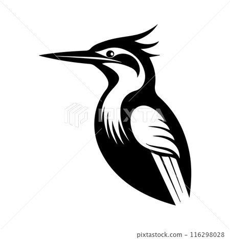 woodpecker icon or modern line symbol. Vector line art and icon design with bold outline. Black and white Pixel Perfect minimalistic symbol isolated white background. Silhouette simple thin sign 116298028