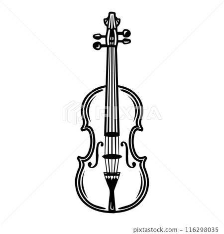 violin icon or modern line symbol. Vector line art and icon design with bold outline. Black and white Pixel Perfect minimalistic symbol isolated white background. Silhouette simple thin sign violin icon or modern line symbol. Vector line art and icon design with bold outline. Black and white Pixel Perfect minimalistic symbol isolated white background. Silhouette simple thin sign 116298035