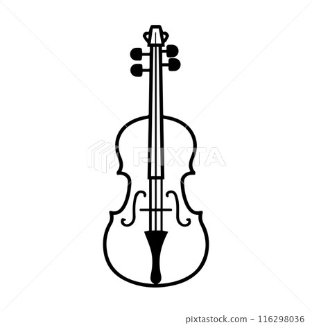 violin icon or modern line symbol. Vector line art and icon design with bold outline. Black and white Pixel Perfect minimalistic symbol isolated white background. Silhouette simple thin sign 116298036