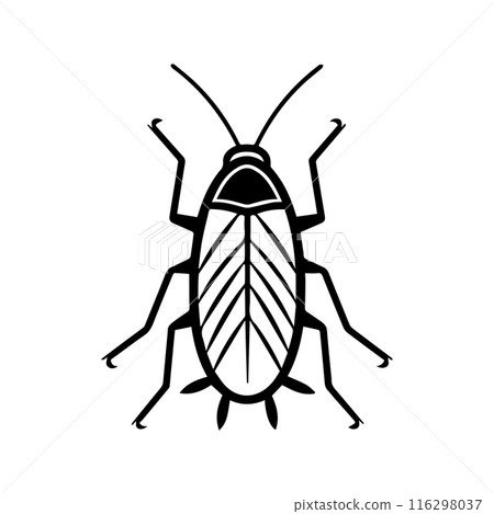 cockroach icon or modern line symbol. Vector line art and icon design with bold outline. Black and white Pixel Perfect minimalistic symbol isolated white background. Silhouette simple thin sign 116298037