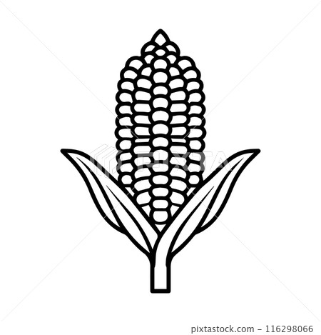 Corn icon or modern line symbol. Vector line art and icon design with bold outline. Black and white Pixel Perfect minimalistic symbol isolated white background. Silhouette simple thin sign Corn icon or modern line symbol. Vector line art and icon design with bold outline. Black and white Pixel Perfect minimalistic symbol isolated white background. Silhouette simple thin sign 116298066