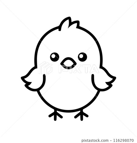 Chick icon or modern line symbol. Vector line art and icon design with bold outline. Black and white Pixel Perfect minimalistic symbol isolated white background. Silhouette simple thin sign 116298070