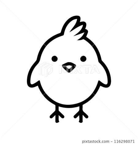 Chick icon or modern line symbol. Vector line art and icon design with bold outline. Black and white Pixel Perfect minimalistic symbol isolated white background. Silhouette simple thin sign 116298071