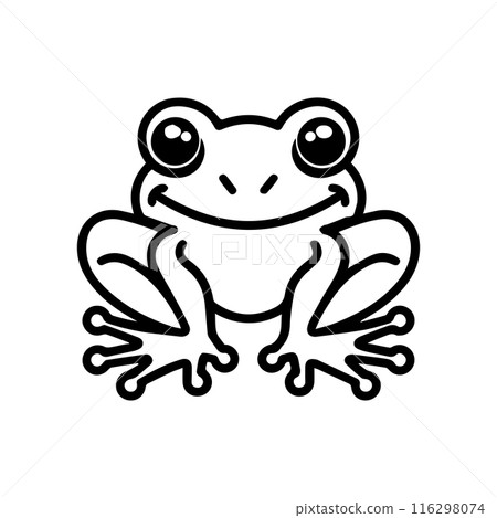 Frog icon or modern line symbol. Vector line art and icon design with bold outline. Black and white Pixel Perfect minimalistic symbol isolated white background. Silhouette simple thin sign 116298074