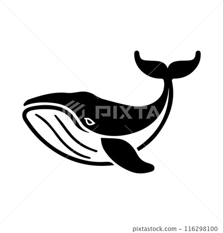 Whale icon or modern line symbol. Vector line art and icon design with bold outline. Black and white Pixel Perfect minimalistic symbol isolated white background. Silhouette simple thin sign 116298100