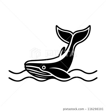 Whale icon or modern line symbol. Vector line art and icon design with bold outline. Black and white Pixel Perfect minimalistic symbol isolated white background. Silhouette simple thin sign 116298101