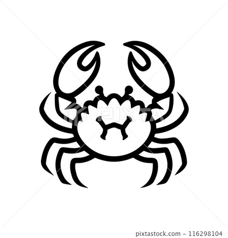 Crab icon or modern line symbol. Vector line art and icon design with bold outline. Black and white Pixel Perfect minimalistic symbol isolated white background. Silhouette simple thin sign 116298104