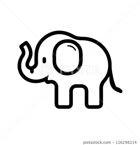 Elephant icon or modern line symbol. Vector line art and icon design with bold outline. Black and white Pixel Perfect minimalistic symbol isolated white background. Silhouette simple thin sign 116298114