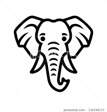 Elephant icon or modern line symbol. Vector line art and icon design with bold outline. Black and white Pixel Perfect minimalistic symbol isolated white background. Silhouette simple thin sign 116298115