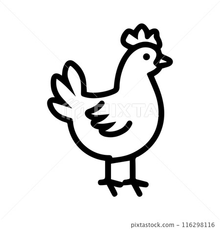 Hen icon or modern line symbol. Vector line art and icon design with bold outline. Black and white Pixel Perfect minimalistic symbol isolated white background. Silhouette simple thin sign 116298116