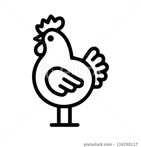 Hen icon or modern line symbol. Vector line art and icon design with bold outline. Black and white Pixel Perfect minimalistic symbol isolated white background. Silhouette simple thin sign 116298117