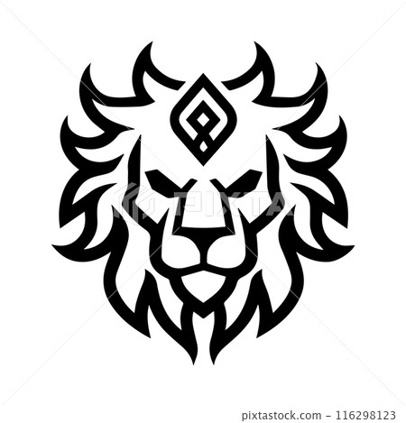 Manticore icon or modern line symbol. Vector line art and icon design with bold outline. Black and white Pixel Perfect minimalistic symbol isolated white background. Silhouette simple thin sign 116298123