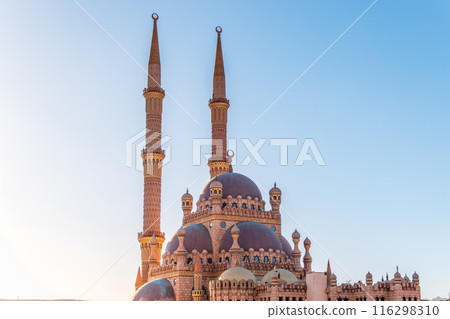 Beautiful Al Mustafa Mosque in Old Town of Sharm El Sheikh in Egypt, at sunset 116298310