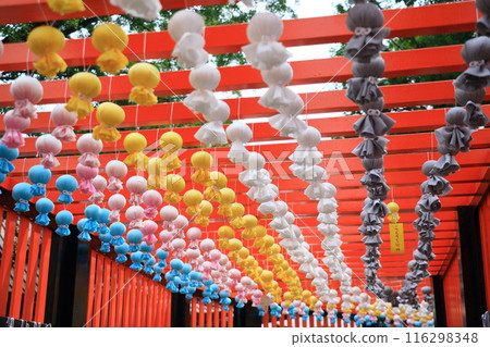 Many Teru Teru Bozu dolls displayed at the shrine 116298348