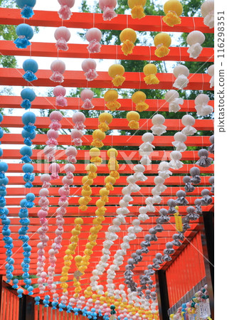 Many Teru Teru Bozu dolls displayed at the shrine 116298351