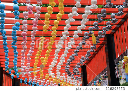 Many Teru Teru Bozu dolls displayed at the shrine 116298353