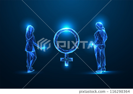 Sisterhood, feminism, woman empowerment, solidarity, mutual support futuristic concept 116298364