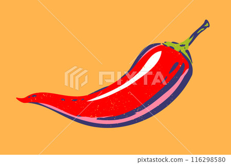 Vintage vector chilli pepper in hand drawing style. Spicy red chilli pepper. Vintage vector chilli pepper in hand drawing style. Spicy red chilli pepper. 116298580