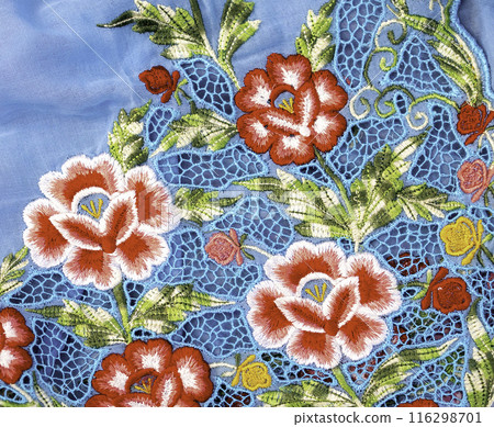 Vintage floral fabric, thai style for background Vintage floral fabric, thai style for background 116298701