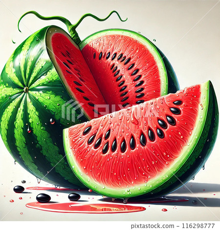 Taste of summer: illustration of fresh and juicy watermelon 116298777