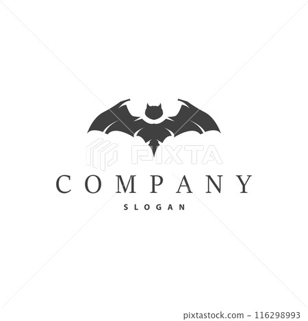 Bat logo design simple halloween bat black silhouette illustration design template 116298993