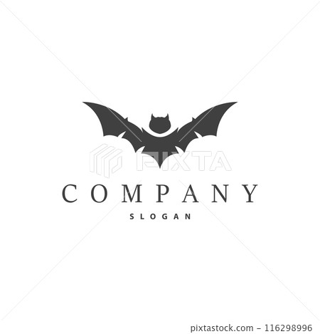 Bat logo design simple halloween bat black silhouette illustration design template 116298996