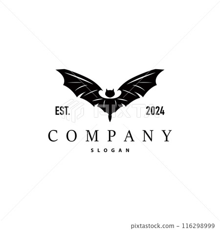 Bat logo design simple halloween bat black silhouette illustration design template 116298999