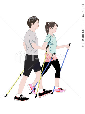 Walking man and woman illustration 116299024