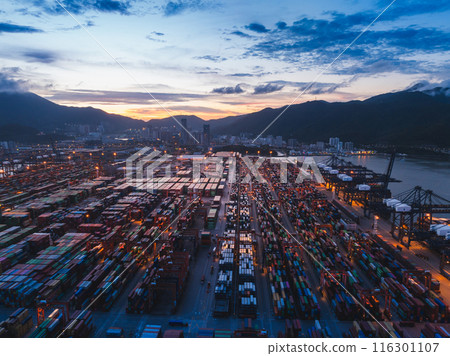 Aerial view of Yantian international container terminal in Shenzhen city, China Aerial view of Yantian international container terminal in Shenzhen city, China 116301107