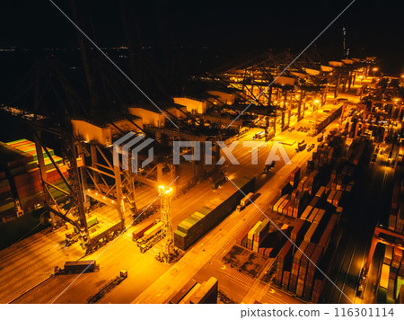 Aerial view of Yantian international container terminal in Shenzhen city, China 116301114