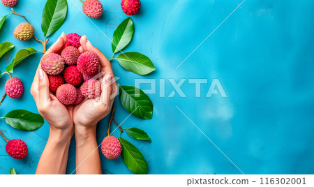 Fresh lychee in hand Fresh lychee in hand 116302001