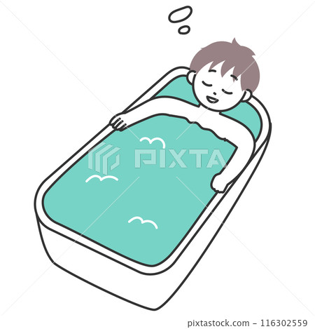 Illustration of a man relaxing in a bath 116302559