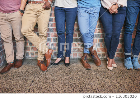 Legs, business people and waiting room for recruitment, interview or hr opportunity. Shoes, candidates or row in work office at startup for hiring group, human resources or job search on brick wall Legs, business people and waiting room for recruitment, interview or hr opportunity. Shoes, candidates or row in work office at startup for hiring group, human resources or job search on brick wall 116303020