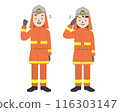 Full body illustration of male and female firefighters 116303147