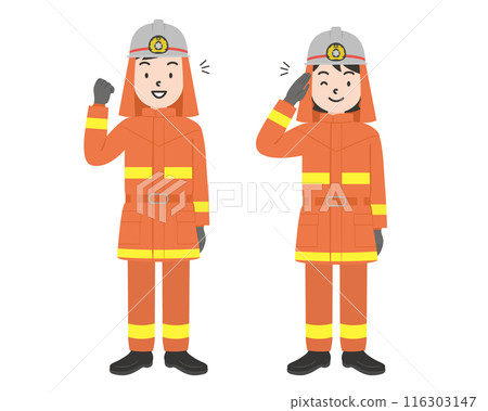 男女消防員全身圖 116303147