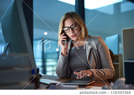 Office, lawyer or business woman with phone call, case information and talking with contact. Professional, female attorney and tablet for corporate firm, legal service and labor law employee at night Office, lawyer or business woman with phone call, case information and talking with contact. Professional, female attorney and tablet for corporate firm, legal service and labor law employee at night 116303368