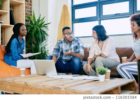 Discussion, sofa and business people with creative planning, project proposal or collaboration in office. Design, men and women talking at digital agency with teamwork, conversation or ideas on couch Discussion, sofa and business people with creative planning, project proposal or collaboration in office. Design, men and women talking at digital agency with teamwork, conversation or ideas on couch 116303384