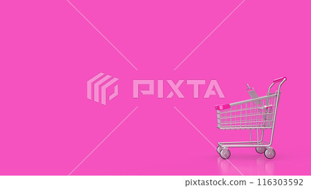 The shopping cart on pink Background  3d  rendering. 116303592