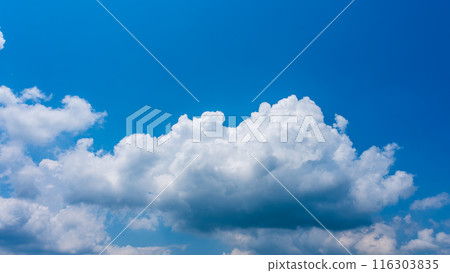 夏日蔚藍的天空出現白雲 夏日蔚藍的天空出現白雲 116303835