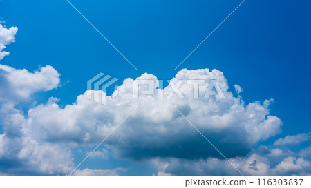 夏日蔚藍的天空出現白雲 夏日蔚藍的天空出現白雲 116303837