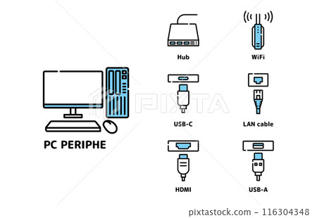 Computer peripherals icon set 116304348