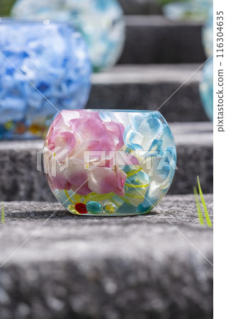 盆坂地繡球花紀念碑繡球花玻璃球 116304635