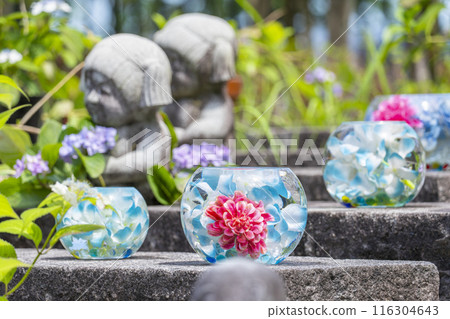 盆坂地繡球花紀念碑繡球花玻璃球 盆坂地繡球花紀念碑繡球花玻璃球 116304643