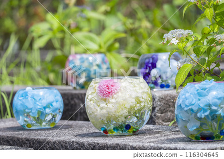 盆坂地繡球花紀念碑繡球花玻璃球 盆坂地繡球花紀念碑繡球花玻璃球 116304645